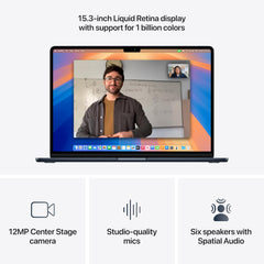 Apple 15.3-inch MacBook Air (M2 Chip, 16GB RAM, 256GB SSD, 1 Year Warranty.