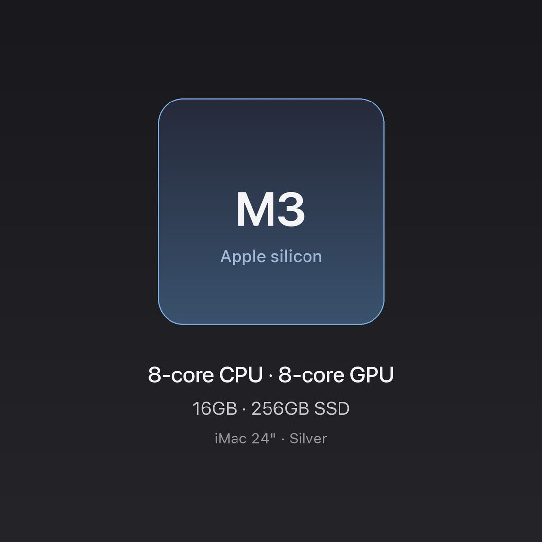 Apple M3 chip card — iMac 24-inch M3 16GB 256GB Silver