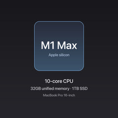 Apple MacBook Pro 16-inch M1 Max chip — 10-core CPU, 32GB unified memory, 1TB SSD, Space Gray