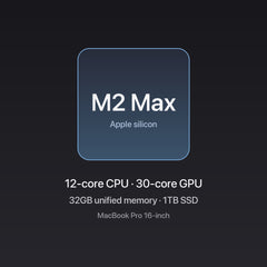 Apple MacBook Pro 16-inch M2 Max chip — 12-core CPU · 30-core GPU, 32GB unified memory, 1TB SSD, Space Gray