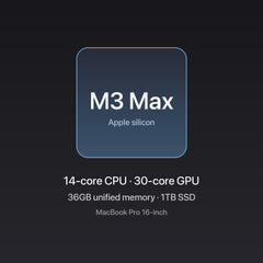 Apple MacBook Pro 16-inch M3 Max chip — 14-core CPU · 30-core GPU, 36GB unified memory, 1TB SSD, Space Black