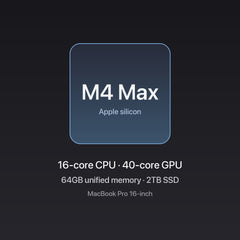 Apple MacBook Pro 16-inch M4 Max chip — 16-core CPU · 40-core GPU, 64GB unified memory, 2TB SSD, Space Black