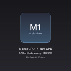 Apple MacBook Air 13-inch M1 chip — 8-core CPU, 7-core GPU, 8GB unified memory, 1TB SSD, Space Gray