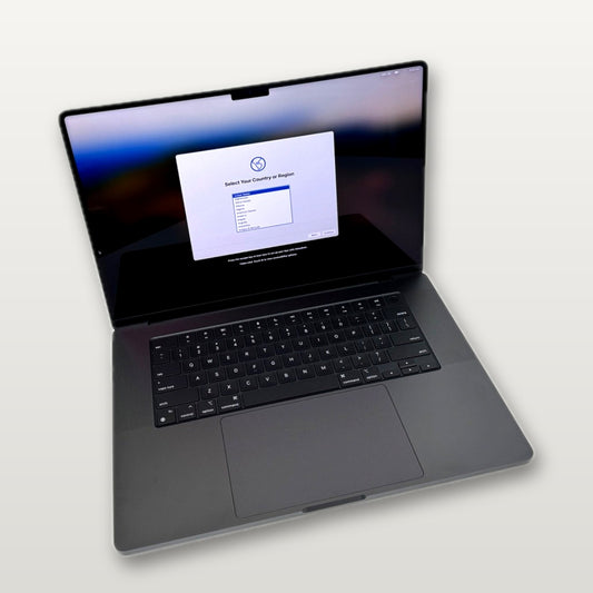 Actual MacPro-LA unit — Apple MacBook Pro 16-inch M3 Max, 36GB RAM, 1TB SSD, Space Black — open front view