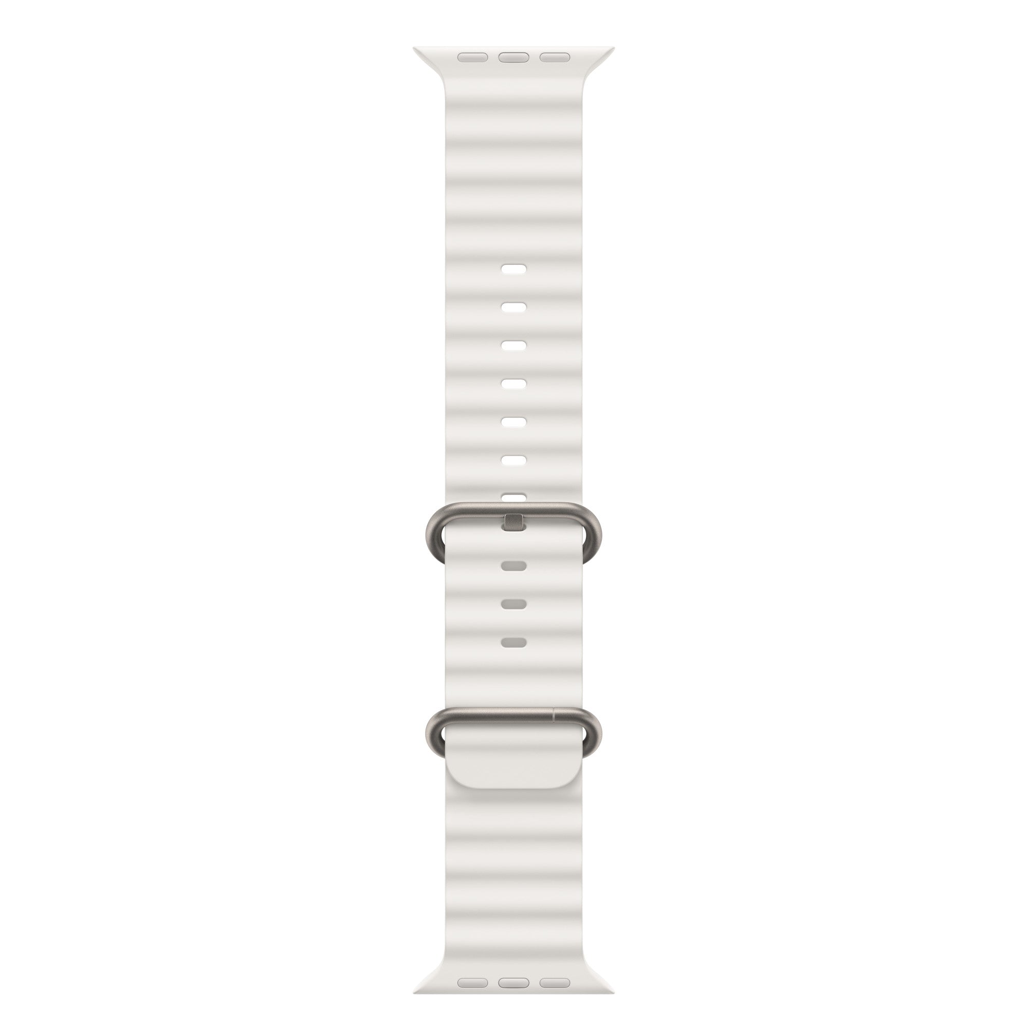 Apple Watch Ultra GPS + Cellular, 49mm Titanium Case with White Ocean Band.