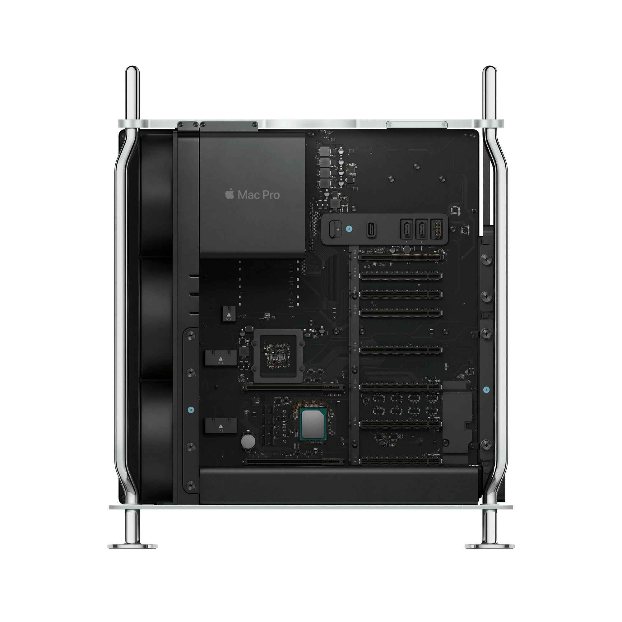 Mac Pro (2019) 8-core Xeon W, 96GB, 1TB, Radeon Pro W5700X — inside, PCIe and MPX slots