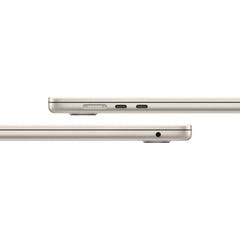 Apple MacBook Air 15-inch M4 in Starlight, closed side views and ports