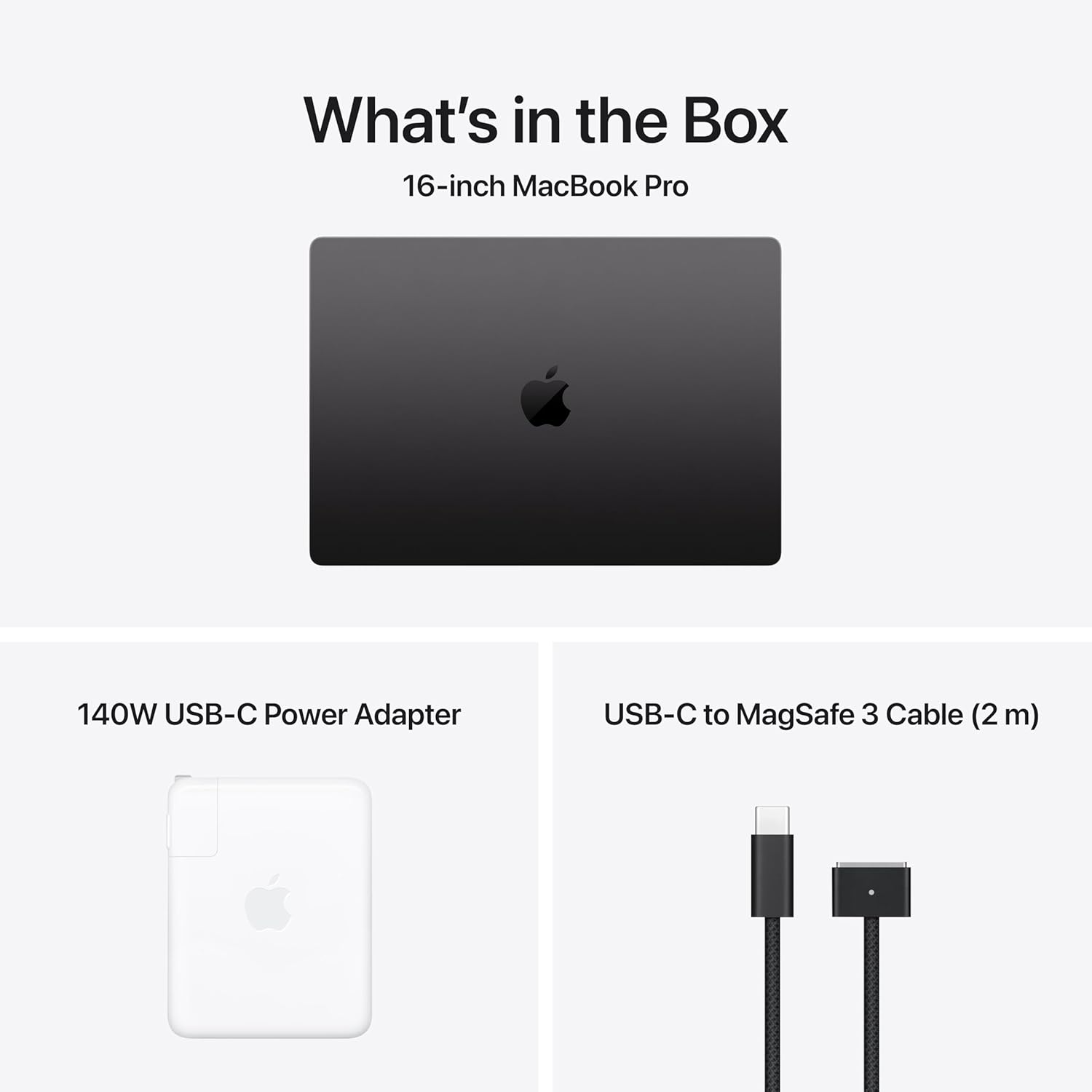 Apple MacBook Pro 16-inch M3 Max, 36GB RAM, 1TB SSD, Space Black — what's in the box