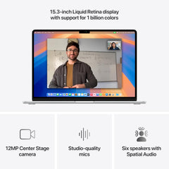 2025 Apple MacBook Air 15-inch M4, 24GB RAM, 1TB SSD Silver Open Box Apple Care + March 2028