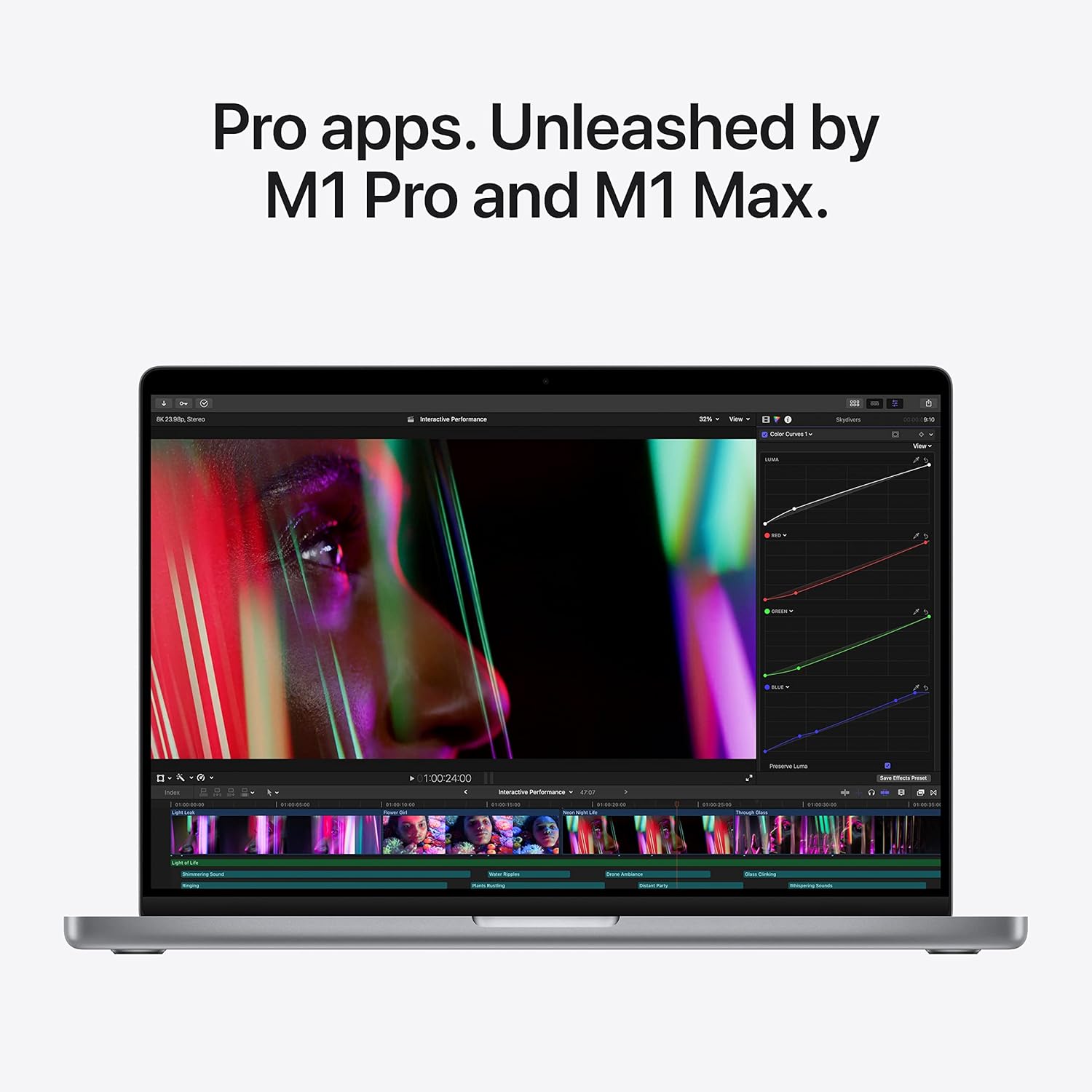 Apple MacBook Pro 16-inch M1 Max, 64GB RAM, 4TB SSD, Space Gray — running pro apps
