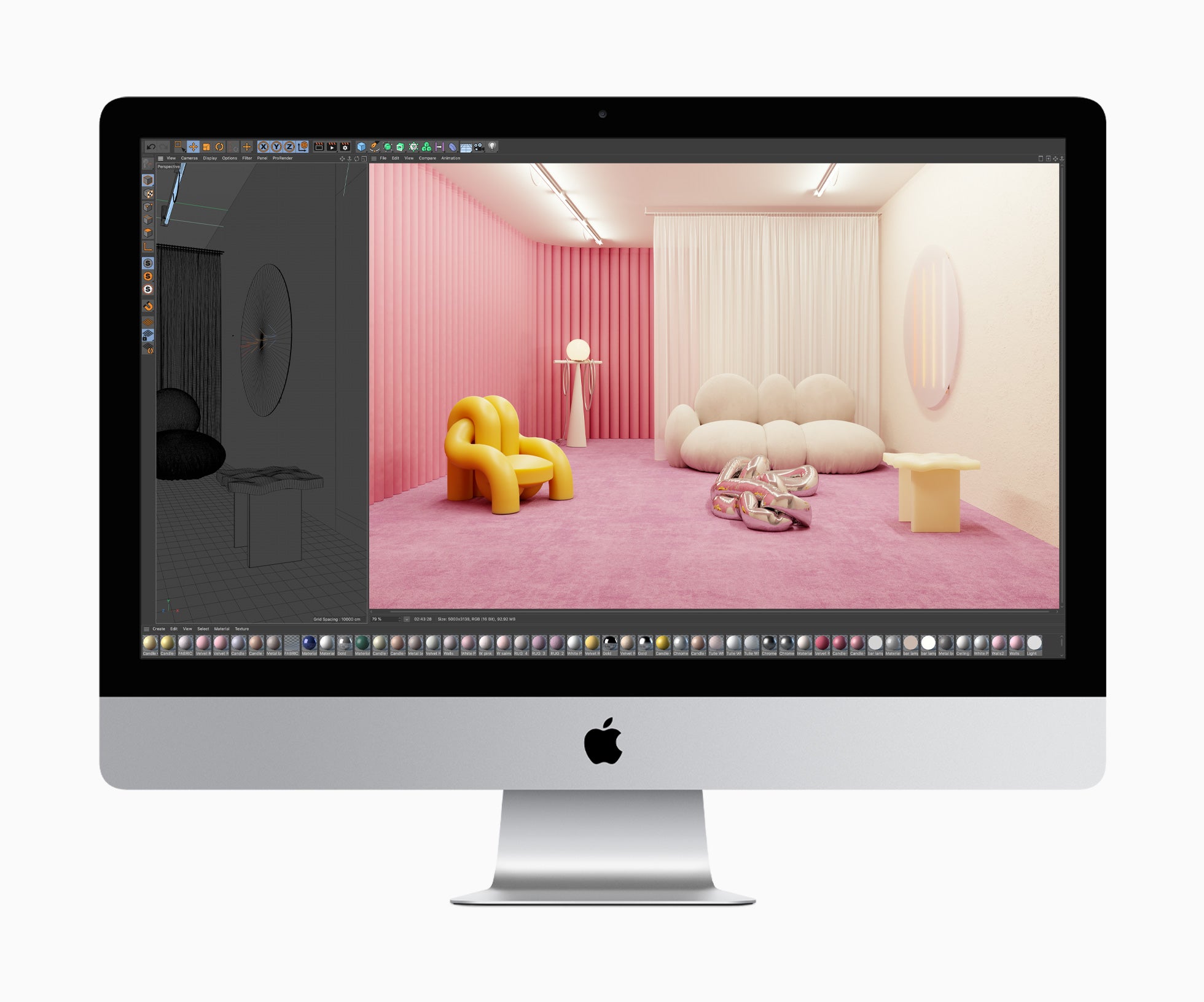 iMac 27-inch 6-Core i5 32GB/256GB rendering 3D in Cinema 4D