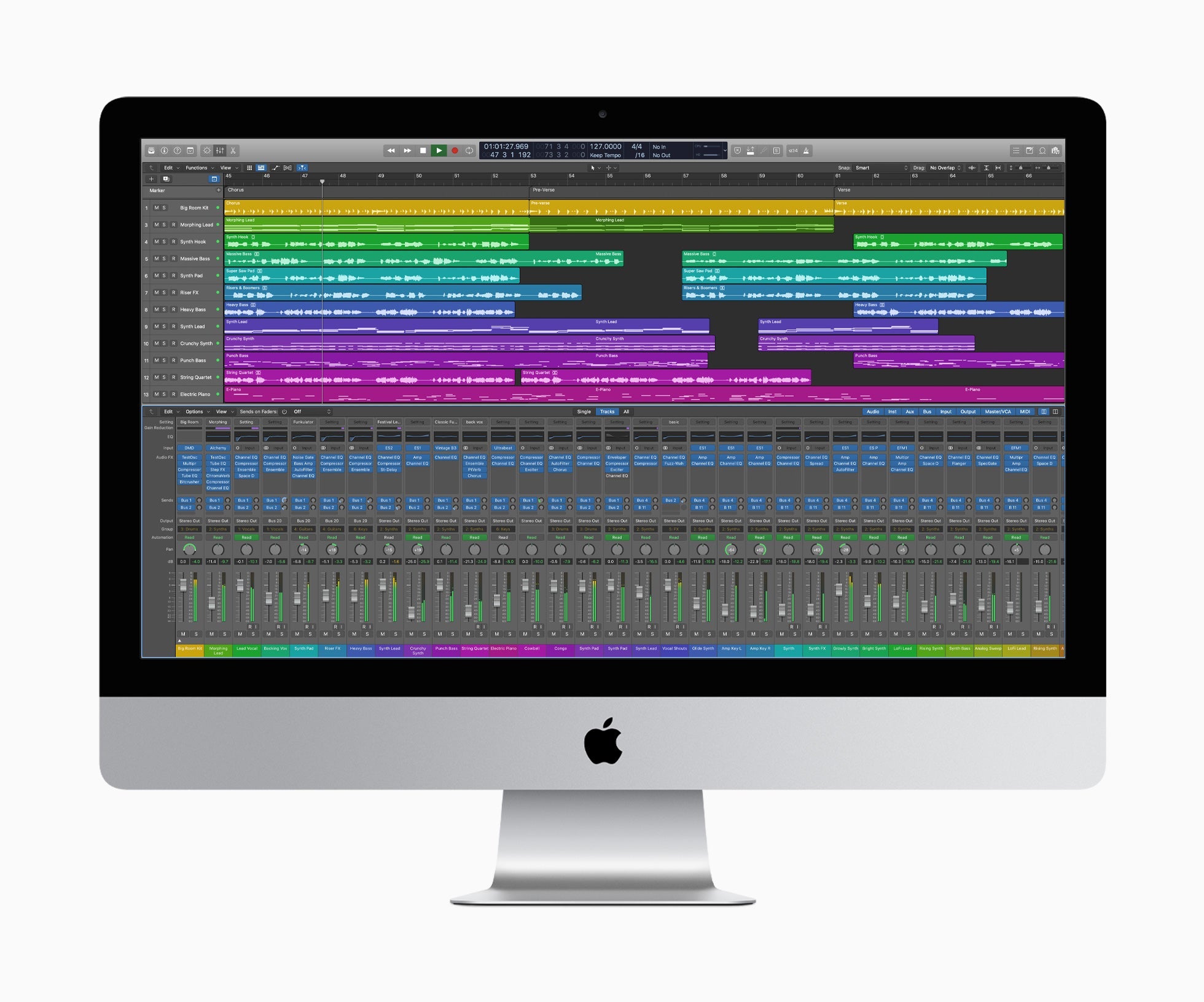 iMac 27-inch 6-Core i5 16GB/2TB running Logic Pro on the 5K Retina display