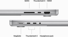 Apple MacBook Pro M3, 14 inch, 16GB RAM, 512GB SSD, 11‑Core CPU and 14‑Core GPU, Silver.
