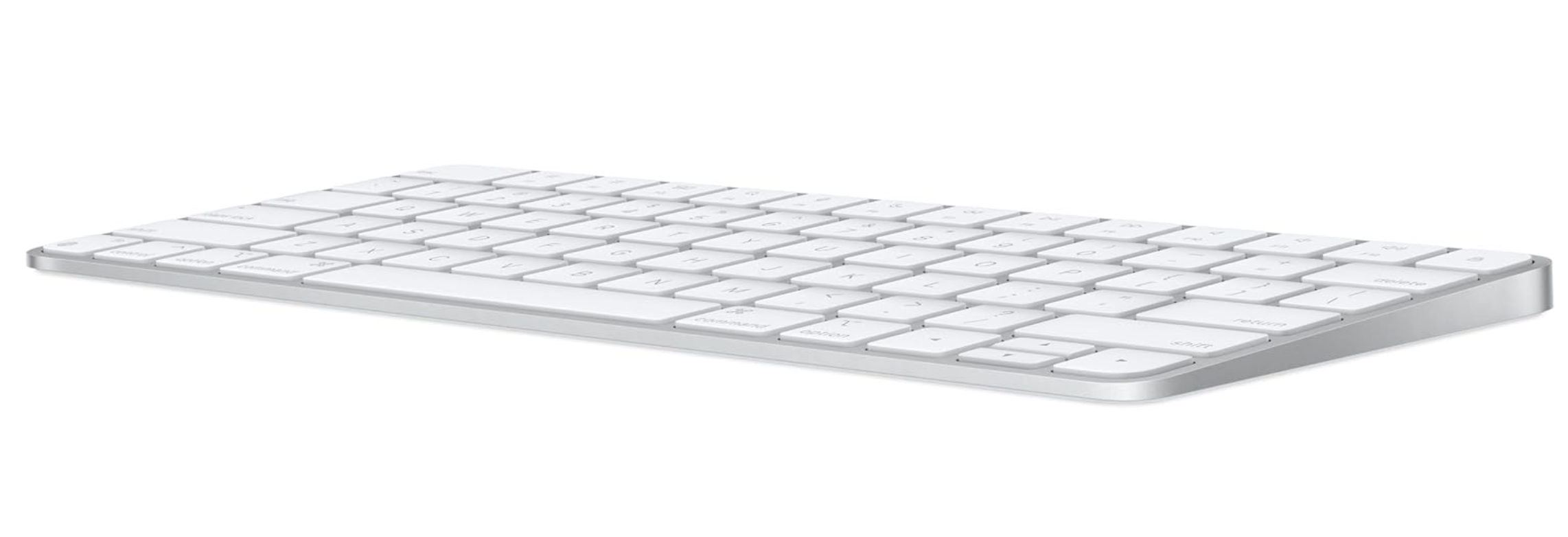 Side angle of Apple Magic Keyboard 2, (Wireless) Silver (QWERTY English) (Renewed)