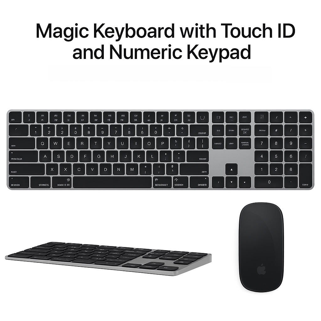 Apple Magic Keyboard with Touch ID + Magic Mouse (Black) – Wireless Combo Set New In The Box