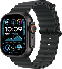 Smartwatch with a black band on a white background