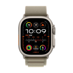 Apple Watch Ultra 2 GPS and Cellular 49mm Black Titanium with M/L Black Trail Loop side profile