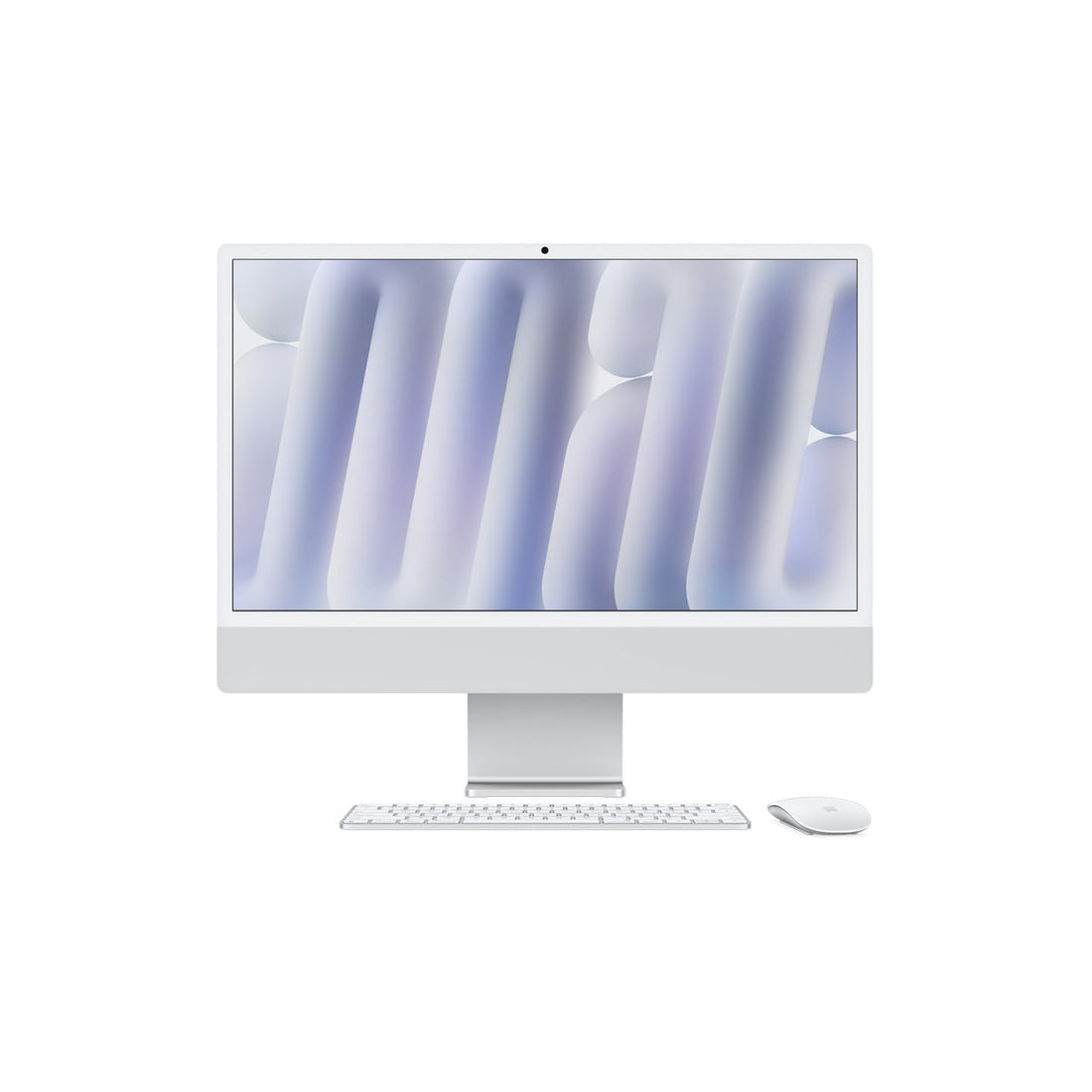 Apple iMac 24-inch M4 16GB 256GB Silver — front with keyboard and mouse