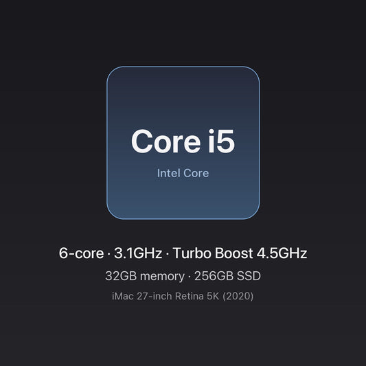 Intel Core i5 3.1GHz 6-core chip card — iMac 27-inch 5K (2020) i5 6-core 32GB/256GB