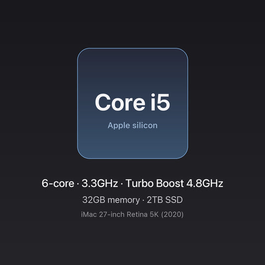 Intel Core i5 3.3GHz 6-core chip card — iMac 27-inch 5K (2020) i5 6-core 32GB/2TB
