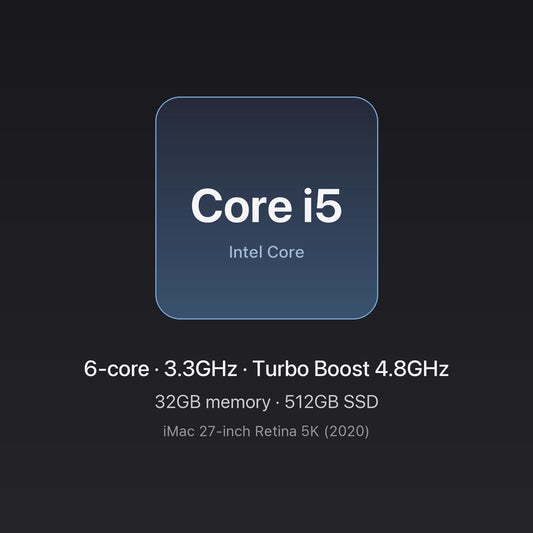 Intel Core i5 3.3GHz 6-core chip card — iMac 27-inch 5K (2020) i5 6-core 32GB/512GB