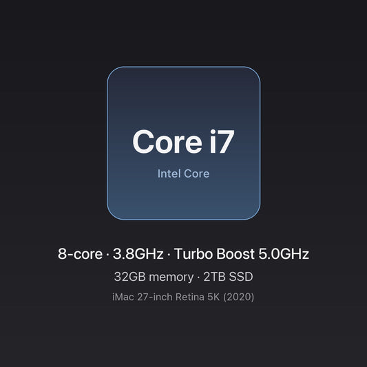 Intel Core i7 3.8GHz 8-core chip card — iMac 27-inch 5K (2020) i7 8-core 32GB/2TB