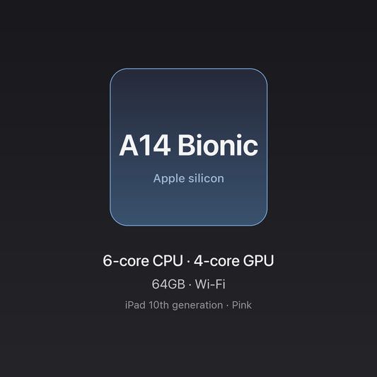 Apple A14 Bionic chip card — iPad 10th gen 64GB Wi-Fi Pink