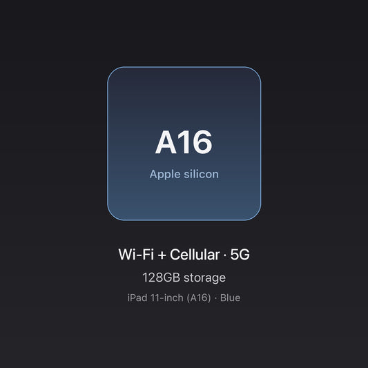 Apple A16 chip card — iPad 11-inch (A16) 128GB Wi-Fi + Cellular Blue