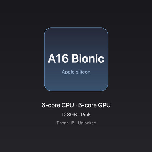 Apple A16 Bionic chip card — iPhone 15 128GB Pink, unlocked