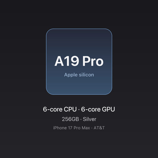 Apple A19 Pro chip card — iPhone 17 Pro Max 256GB Silver