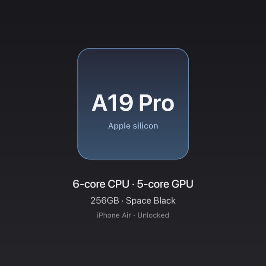 Apple A19 Pro chip card — iPhone Air 256GB Space Black, unlocked