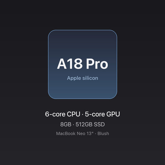 Apple A18 Pro chip card — MacBook Neo 13" 8GB 512GB Blush