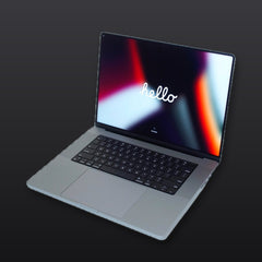 Actual MacPro-LA unit — Apple MacBook Pro 16-inch M1 Max, 64GB RAM, 4TB SSD, Space Gray — open front view