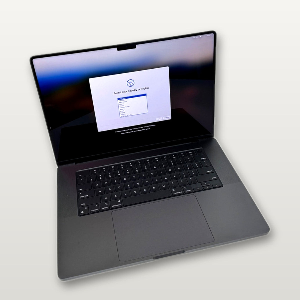 Actual MacPro-LA unit — Apple MacBook Pro 16-inch M3 Max, 36GB RAM, 1TB SSD, Space Black — open front view