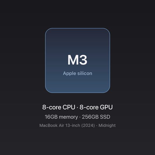 Apple M3 chip card — MacBook Air 13" M3 16GB 256GB Midnight