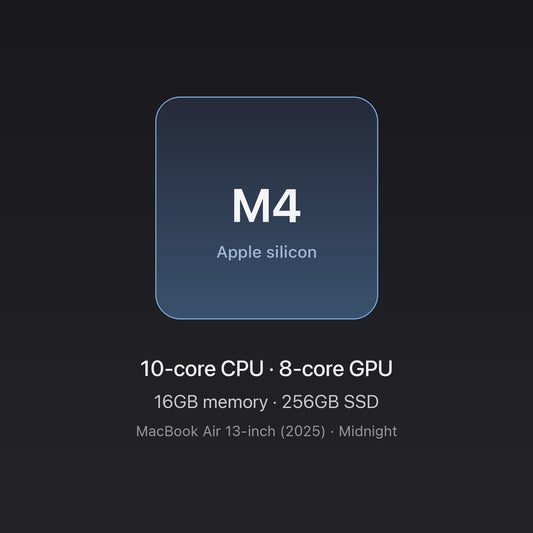 Apple M4 chip card — MacBook Air 13" M4 16GB 256GB Midnight