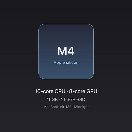 Apple M4 chip card — MacBook Air 13" M4 16GB 256GB Midnight