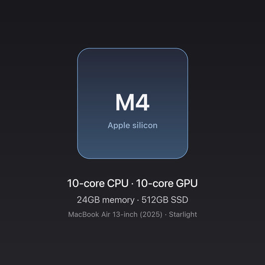 Apple M4 chip card — MacBook Air 13" M4 24GB 512GB Starlight