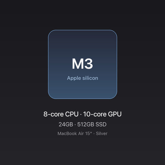 Apple M3 chip card — MacBook Air 15-inch M3 24GB 512GB Silver
