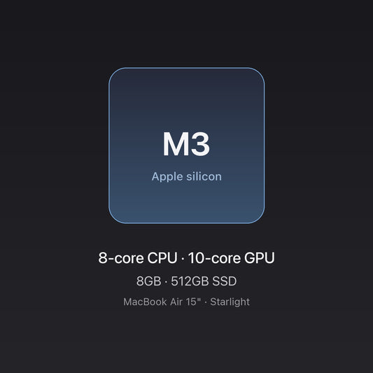 Apple M3 chip card — MacBook Air 15-inch M3 8GB 512GB Starlight