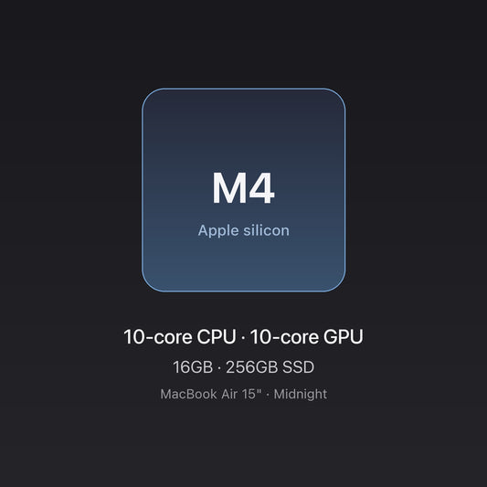 Apple M4 chip card — MacBook Air 15-inch M4 16GB 256GB Midnight