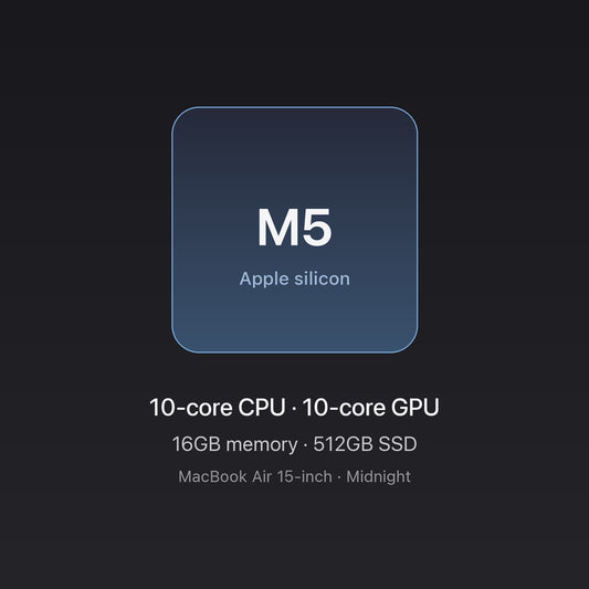 Apple M5 chip card — MacBook Air 15" M5 16GB 512GB Midnight