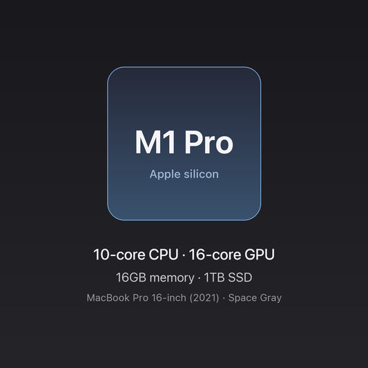 Apple M1 Pro chip card — MacBook Pro 16" M1 Pro 16GB 1TB Space Gray