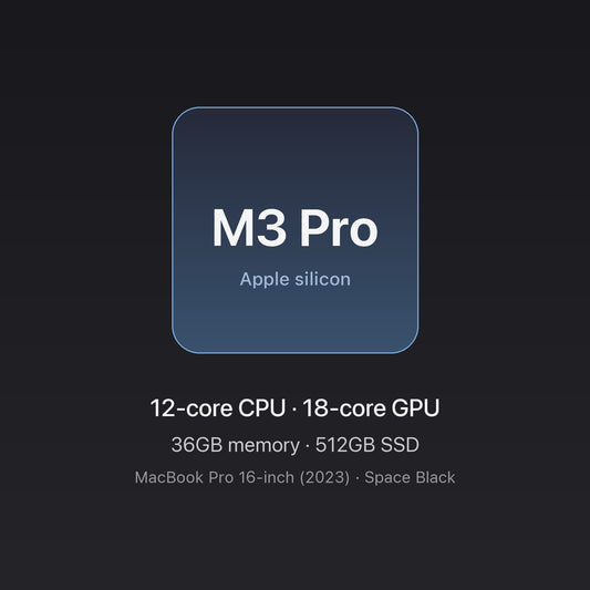 Apple M3 Pro chip card — MacBook Pro 16" M3 Pro 36GB 512GB Space Black