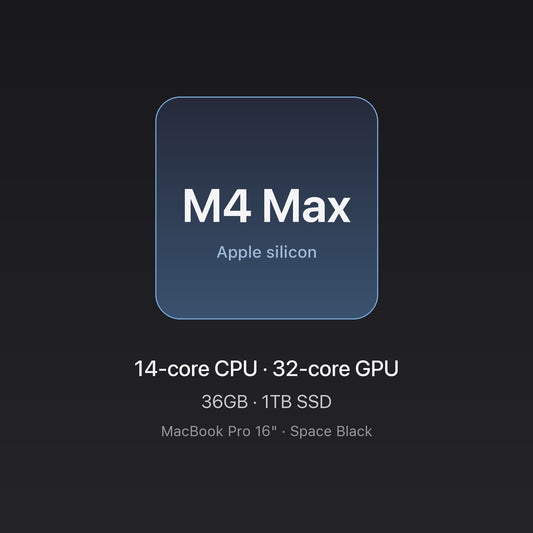 Apple M4 Max chip card — MacBook Pro 16" M4 Max 36GB 1TB Space Black