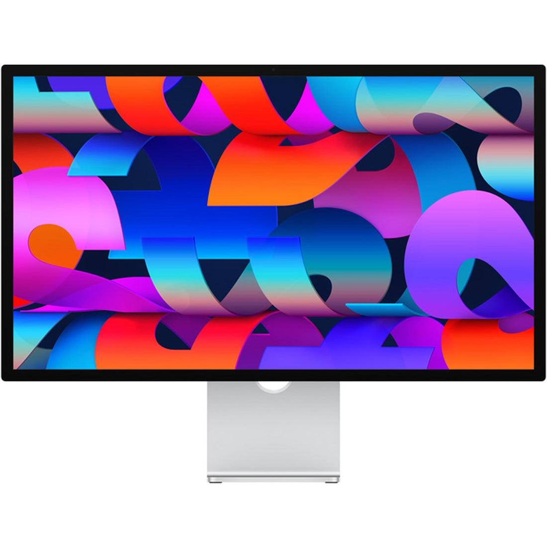 Apple Studio Display 27-inch 5K (2026), Standard glass, Tilt-adjustable stand — front, macOS Tahoe