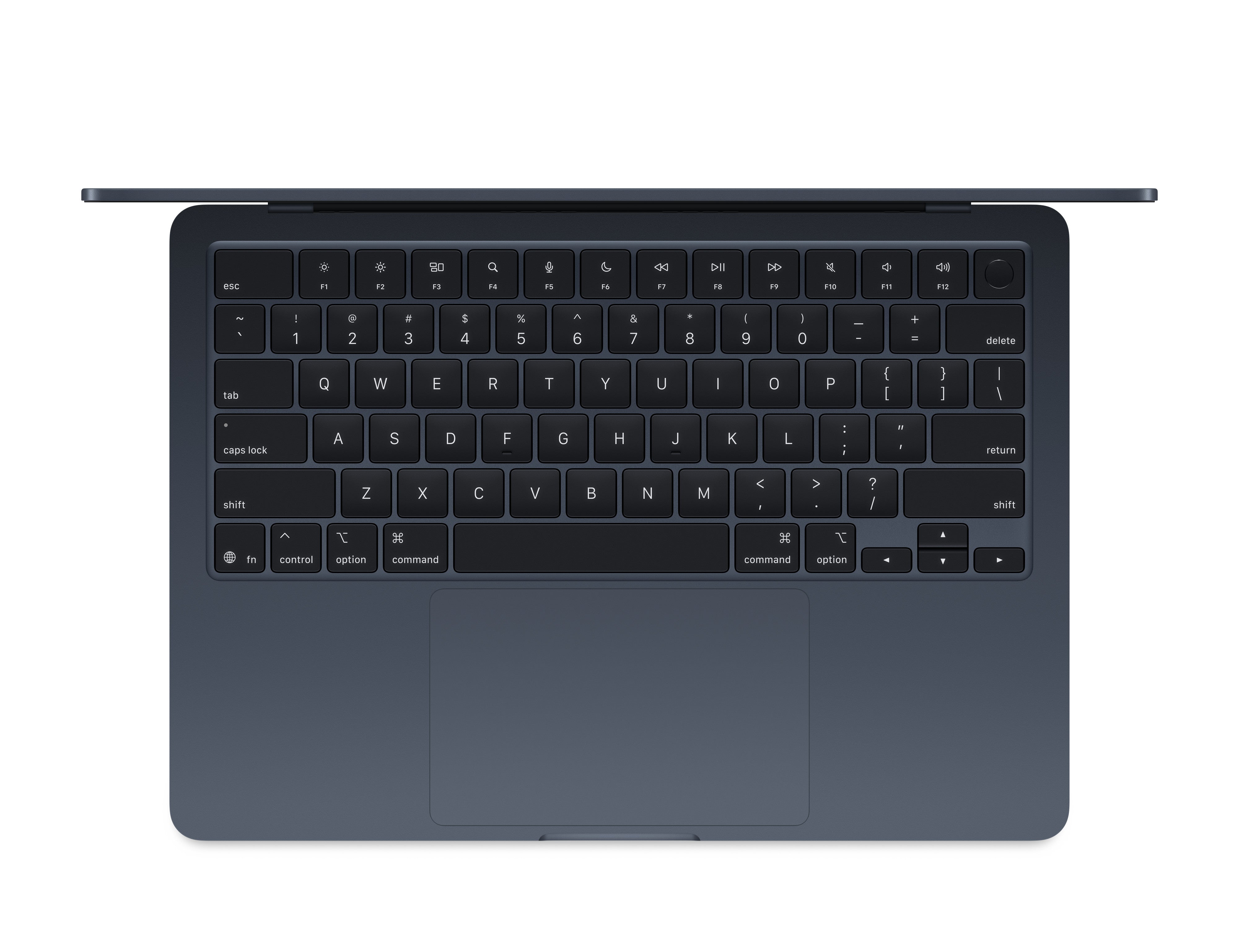 Apple MacBook Air 13-inch M2, 8GB RAM, 256GB SSD, Midnight — keyboard with Touch ID and trackpad
