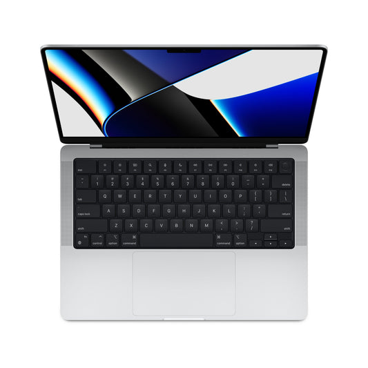 Apple MacBook Pro 14-inch M1 Max, 64GB, 2TB, Silver — front view, Liquid Retina XDR display