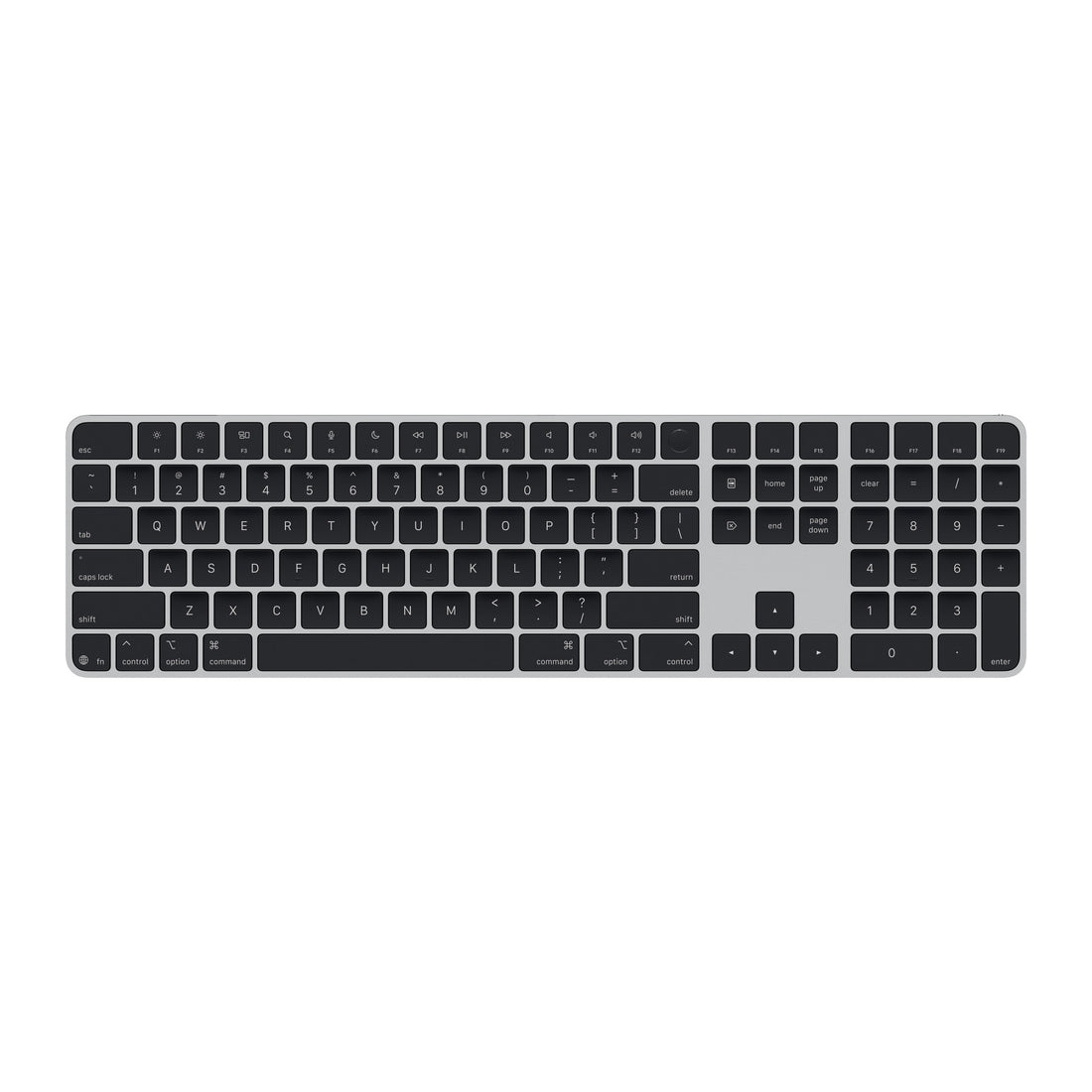 Apple Magic Keyboard with Touch ID and Numeric Keypad, black keys — top view