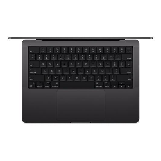 Apple MacBook Pro 14-inch M5 Pro, 18-core CPU, 20-core GPU, 24GB, 1TB, nano-texture display, Space Black — keyboard and Force Touch trackpad, top view